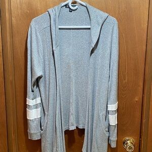 INC International Concepts Gray Knit Hooded Drape Front XL Cardigan